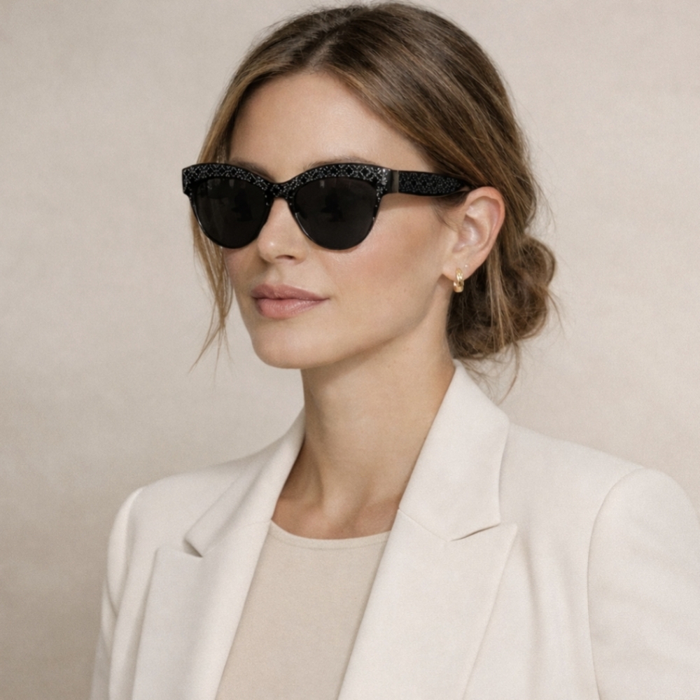 ALAIA Cateye Black Studded Women's Sunglasses, NWT and Package - Picture 2 of 13